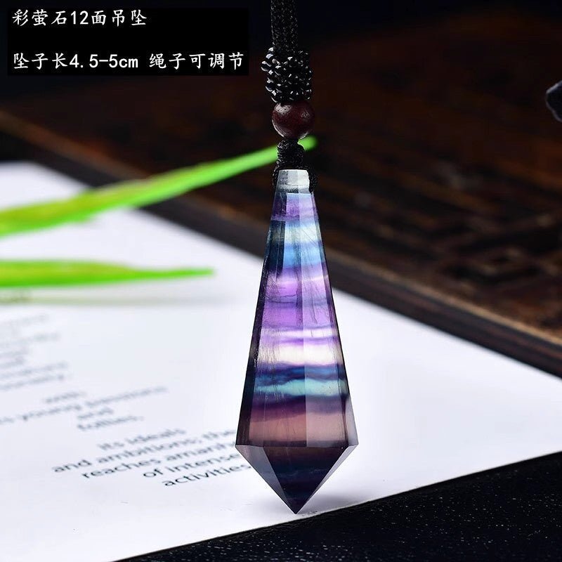 Natural Pink Yellow White Purple Amethyst Opal Hexagonal Prism Pendulum Crystal Stone Pendant for Women Men Reiki Healing Jewelry Gift - CN Heal Vibe