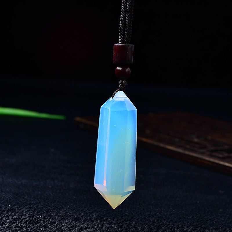 Natural Pink Yellow White Purple Amethyst Opal Hexagonal Prism Pendulum Crystal Stone Pendant for Women Men Reiki Healing Jewelry Gift - CN Heal Vibe