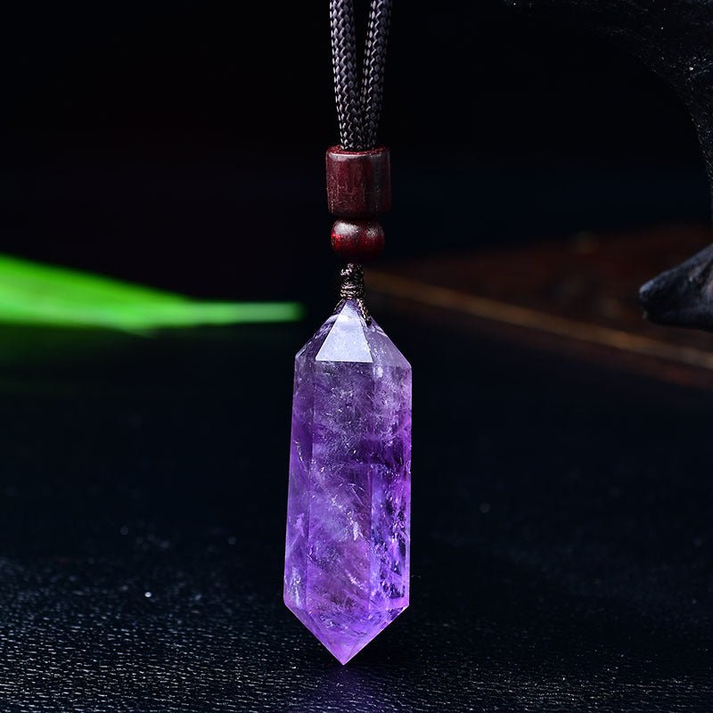Natural Pink Yellow White Purple Amethyst Opal Hexagonal Prism Pendulum Crystal Stone Pendant for Women Men Reiki Healing Jewelry Gift - CN Heal Vibe