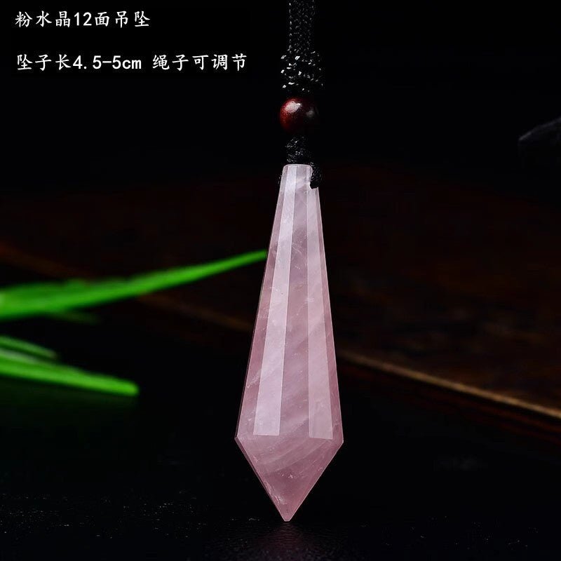 Natural Pink Yellow White Purple Amethyst Opal Hexagonal Prism Pendulum Crystal Stone Pendant for Women Men Reiki Healing Jewelry Gift - CN Heal Vibe