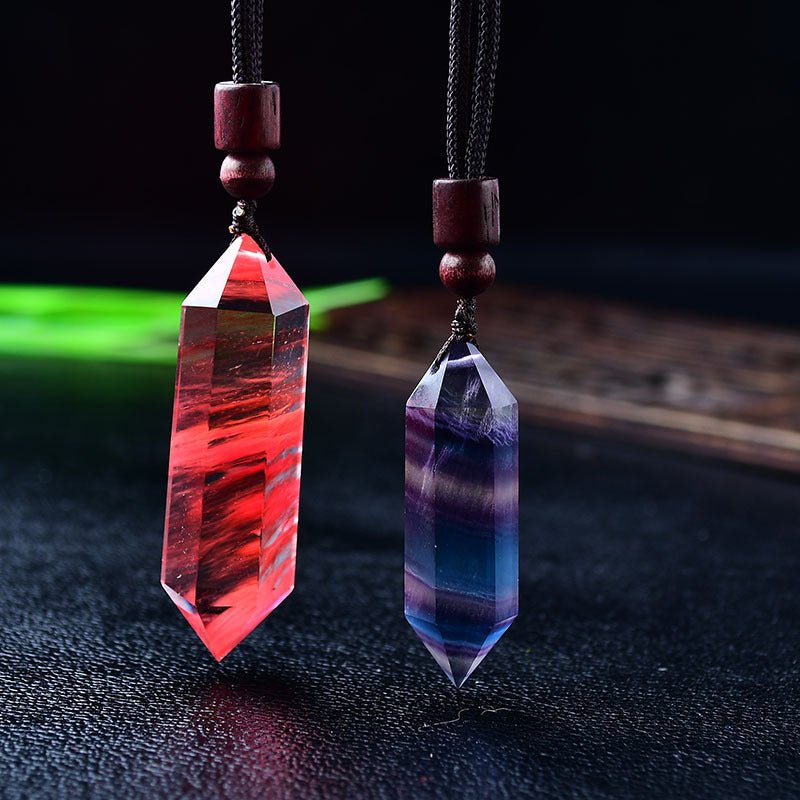Natural Pink Yellow White Purple Amethyst Opal Hexagonal Prism Pendulum Crystal Stone Pendant for Women Men Reiki Healing Jewelry Gift - CN Heal Vibe