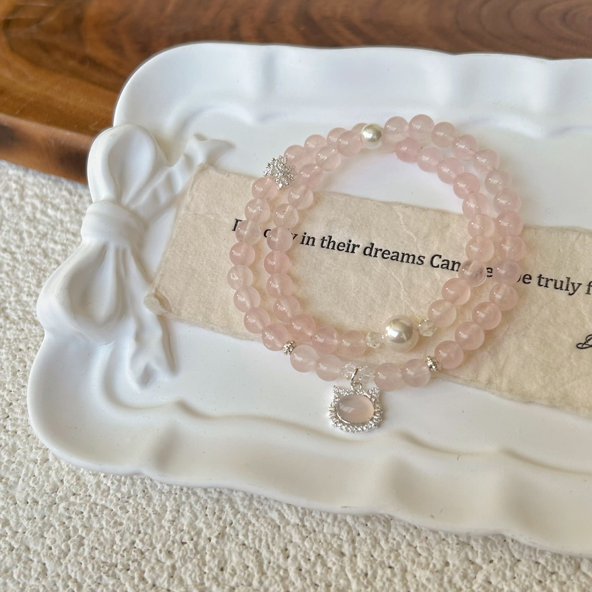Natural Rose Quartz Double Circle Bracelet Love Energy Stone - CN Heal Vibe