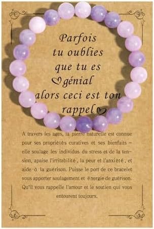 Natural Stone Bracelet Elastic Cord Beaded Purple Jade Stone Strawberry Crystal Agate Handmade Beaded Bracelet - CN Heal Vibe