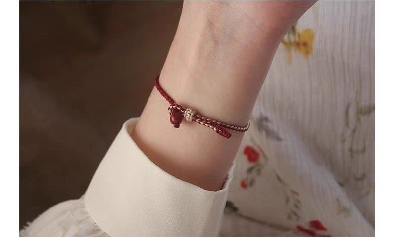 Natural Strawberry Crystal Cinnabar Peach Blossom Bracelet for Women, Birth Year Original Mineral Purple Gold Sand Bracelet for New Year - CN Heal Vibe