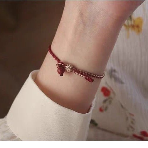 Natural Strawberry Crystal Cinnabar Peach Blossom Bracelet for Women, Birth Year Original Mineral Purple Gold Sand Bracelet for New Year - CN Heal Vibe