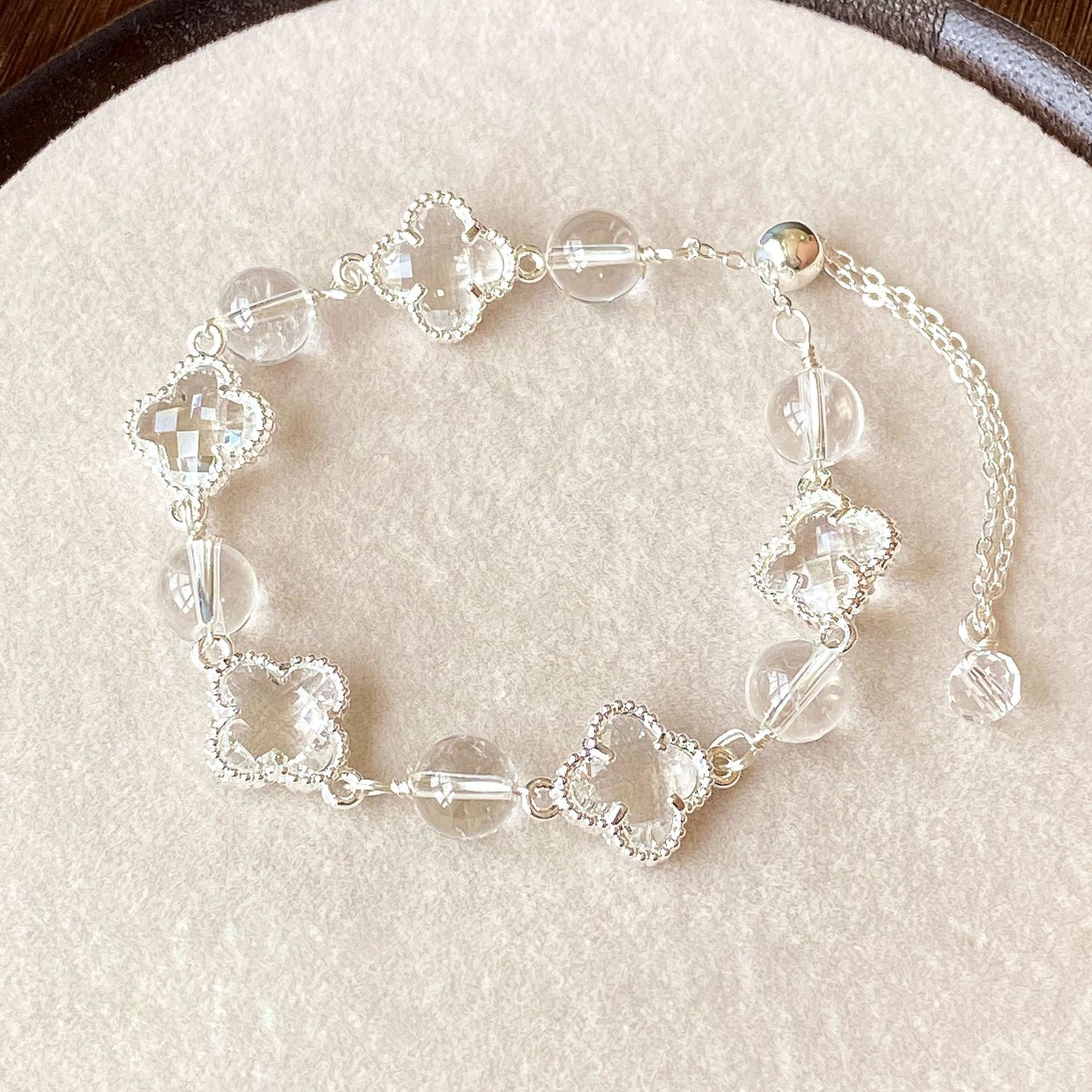 Natural Strawberry Crystal Four - leaf Clover Crystal Bracelet - CN Heal Vibe