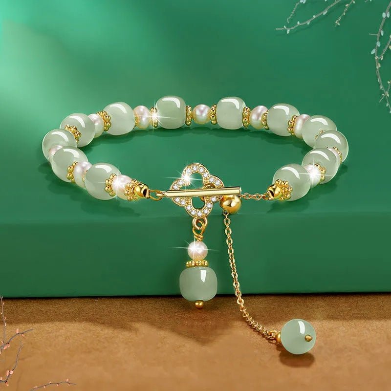 Natural Strawberry Crystal Four - leaf Clover Crystal Bracelet - CN Heal Vibe