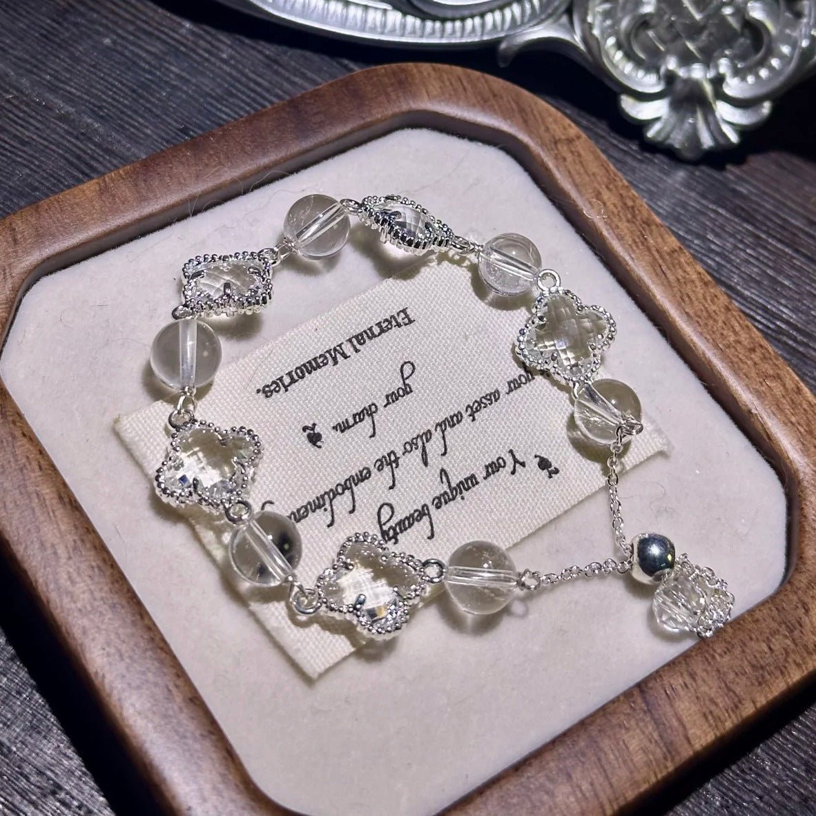 Natural Strawberry Crystal Four - leaf Clover Crystal Bracelet - CN Heal Vibe