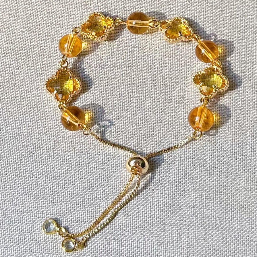 Natural Strawberry Crystal Four - leaf Clover Crystal Bracelet - CN Heal Vibe