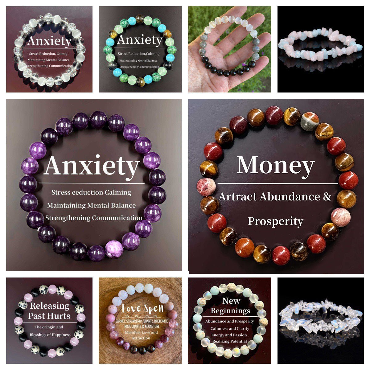 Natural Tiger Eye Stone & Amethyst Bracelet for Women Men Adjustable Beaded Jewelry Gift for Her Him, Trendy Boho Energy Stone Bracelets, Yoga Meditation Accessories, Unique Handmade Beaded Bracelet, - CN Heal Vibe