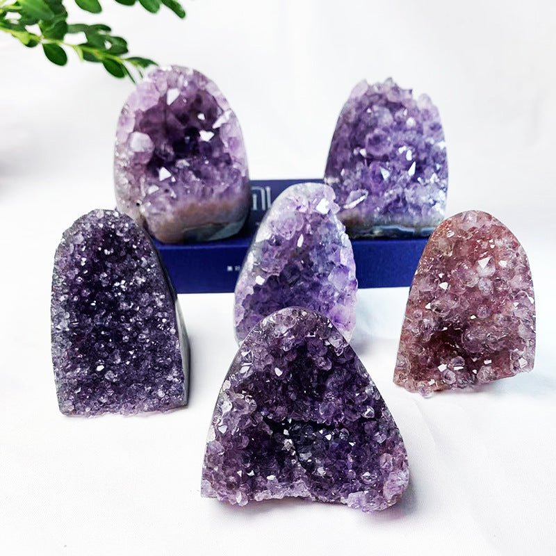 Natural Uruguay Amethyst Geode Cluster Crystal Ornament Home Office Decoration Reiki Healing Stone Feng Shui Amethyst Cluster Decor - CN Heal Vibe