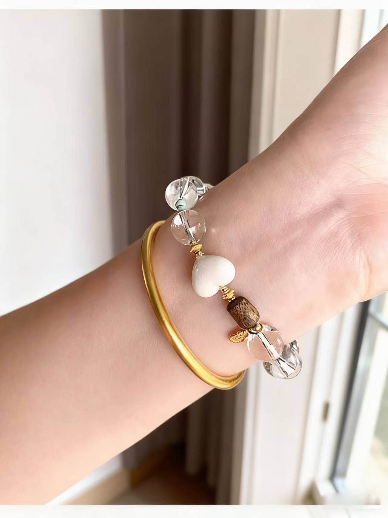 Natural White Crystal Bracelet for Women Agarwood Wealth - Attracting Multi - Treasure Bracelet - CN Heal Vibe