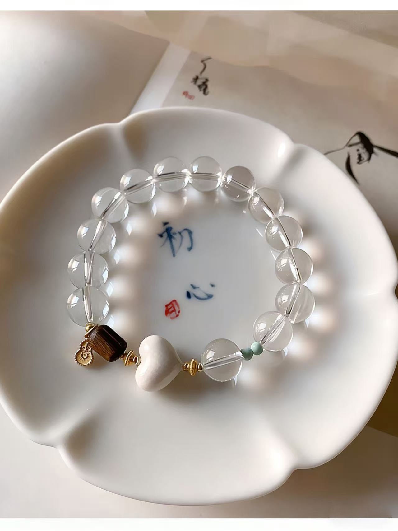 Natural White Crystal Bracelet for Women Agarwood Wealth - Attracting Multi - Treasure Bracelet - CN Heal Vibe
