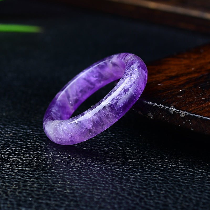 Natural White Pink Amethyst Raw Stone Ring with Agate Jade for Men Women Jewelry Accessories Gift for Her Him - CN Heal Vibe