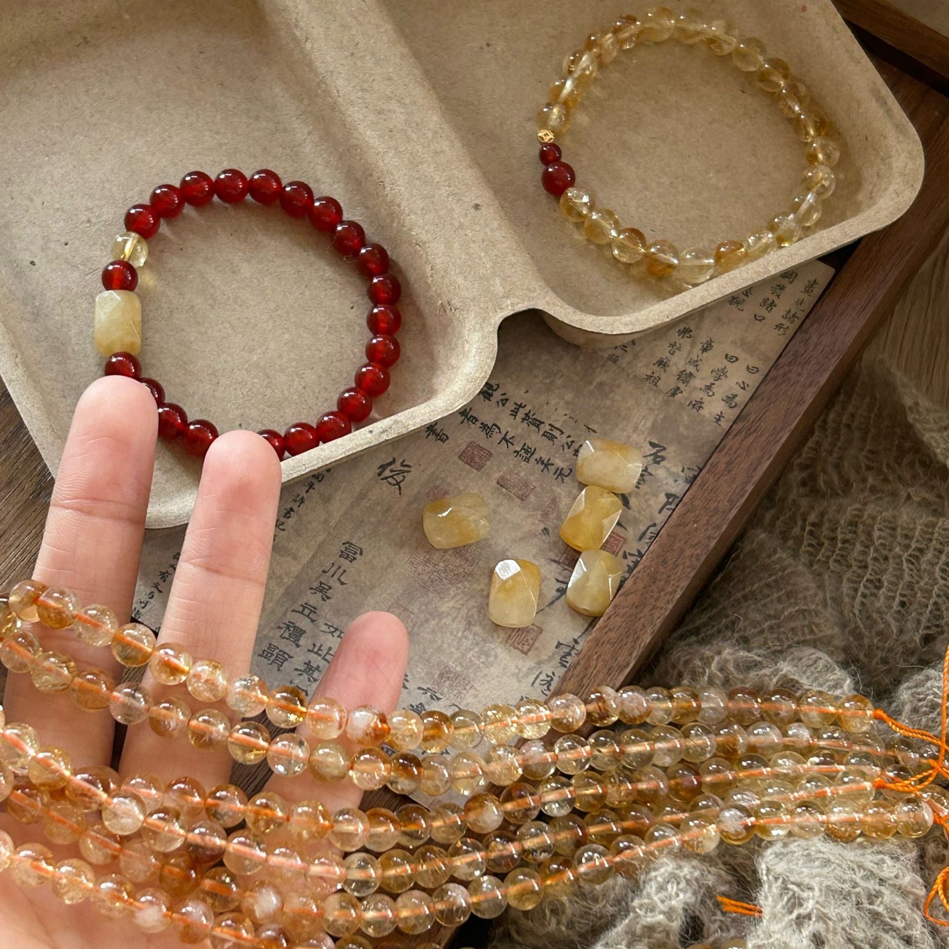 New Chinese Style Handmade Lucky Red Jade Yellow Crystal Bracelet - CN Heal Vibe