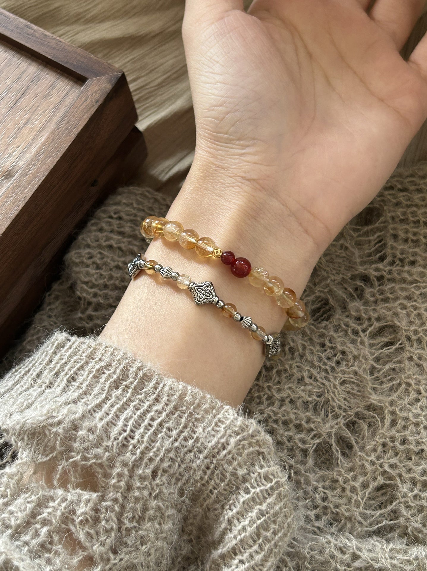 New Chinese Style Handmade Lucky Red Jade Yellow Crystal Bracelet - CN Heal Vibe