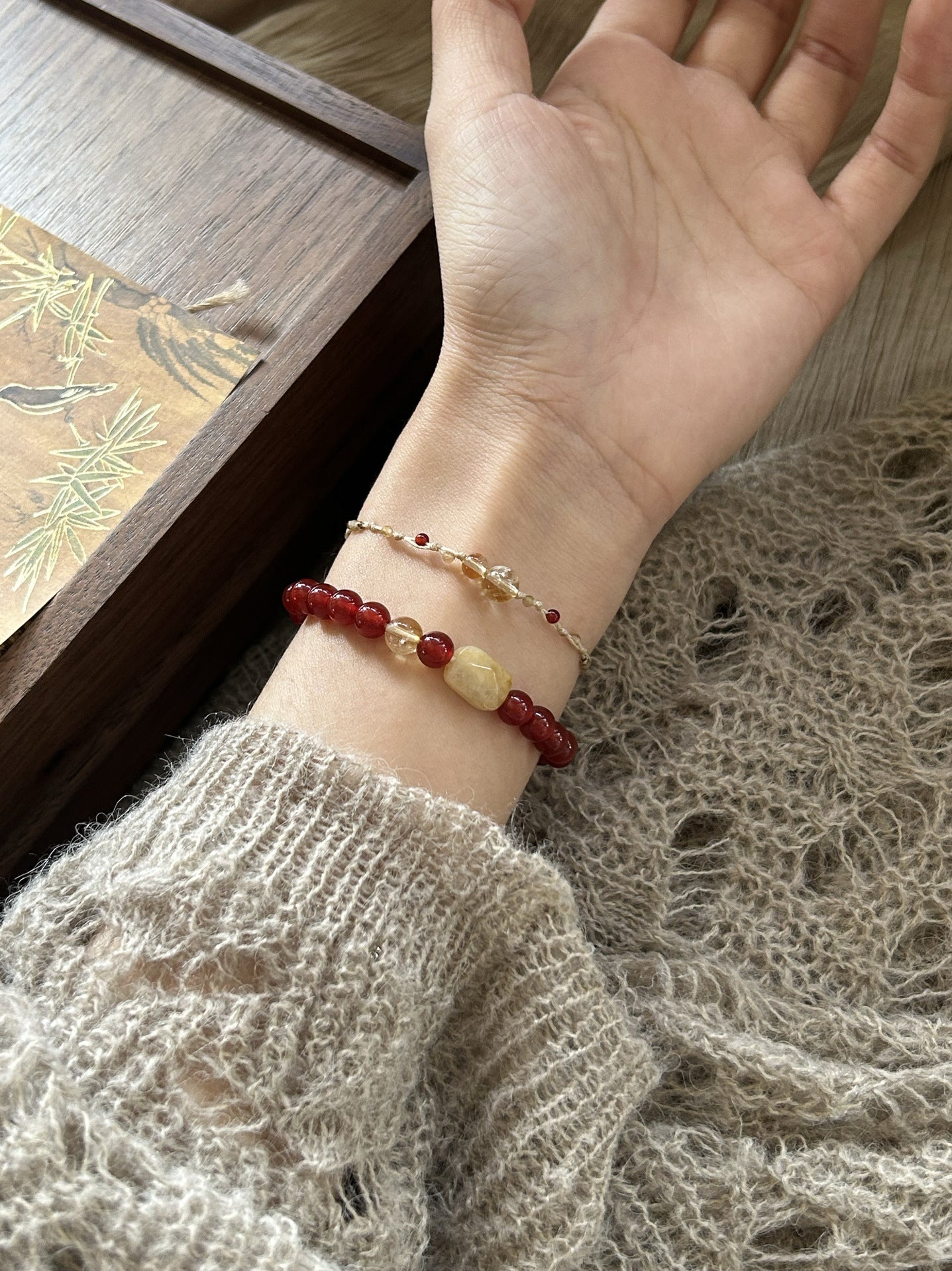 New Chinese Style Handmade Lucky Red Jade Yellow Crystal Bracelet - CN Heal Vibe