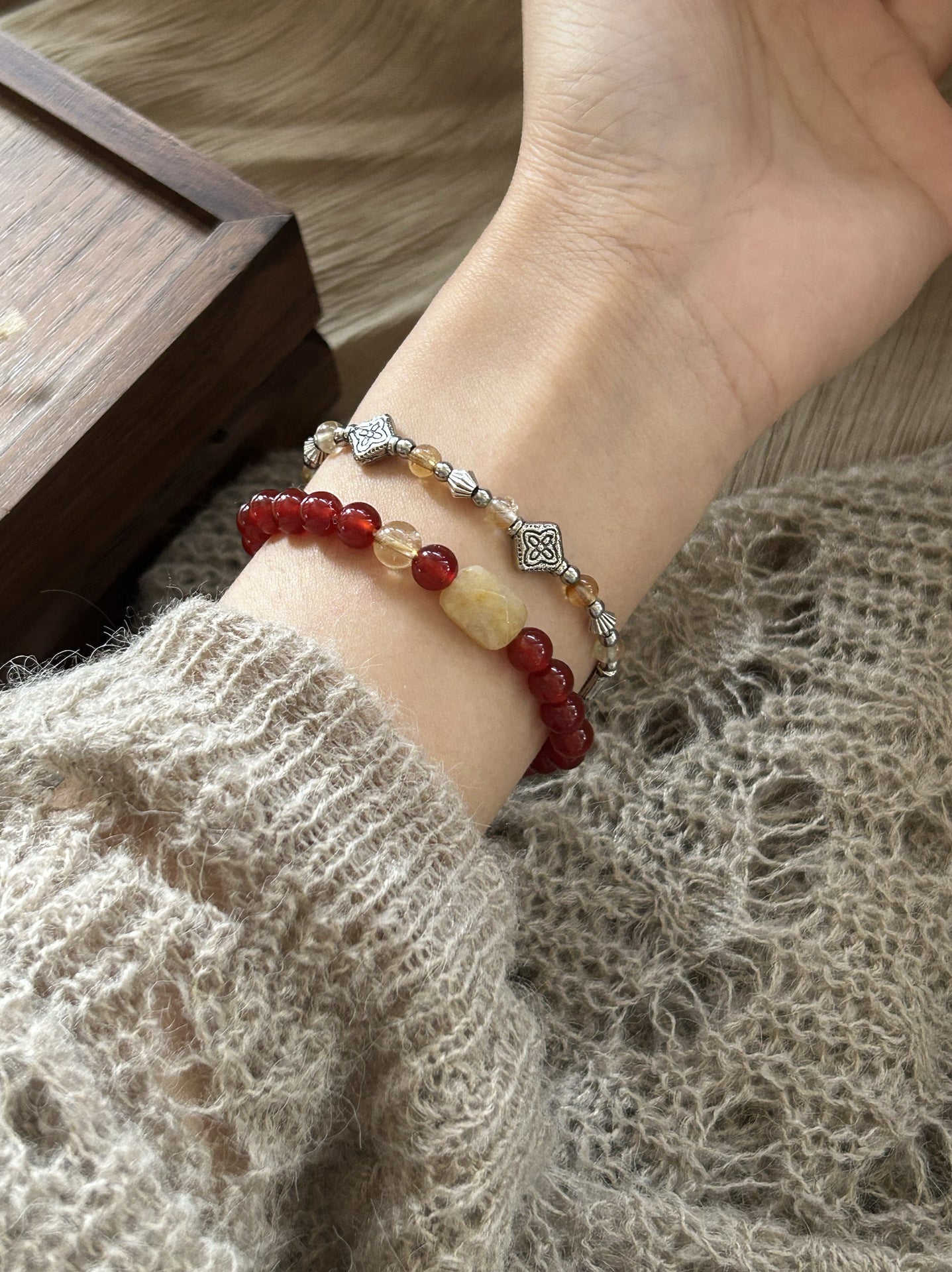New Chinese Style Handmade Lucky Red Jade Yellow Crystal Bracelet - CN Heal Vibe