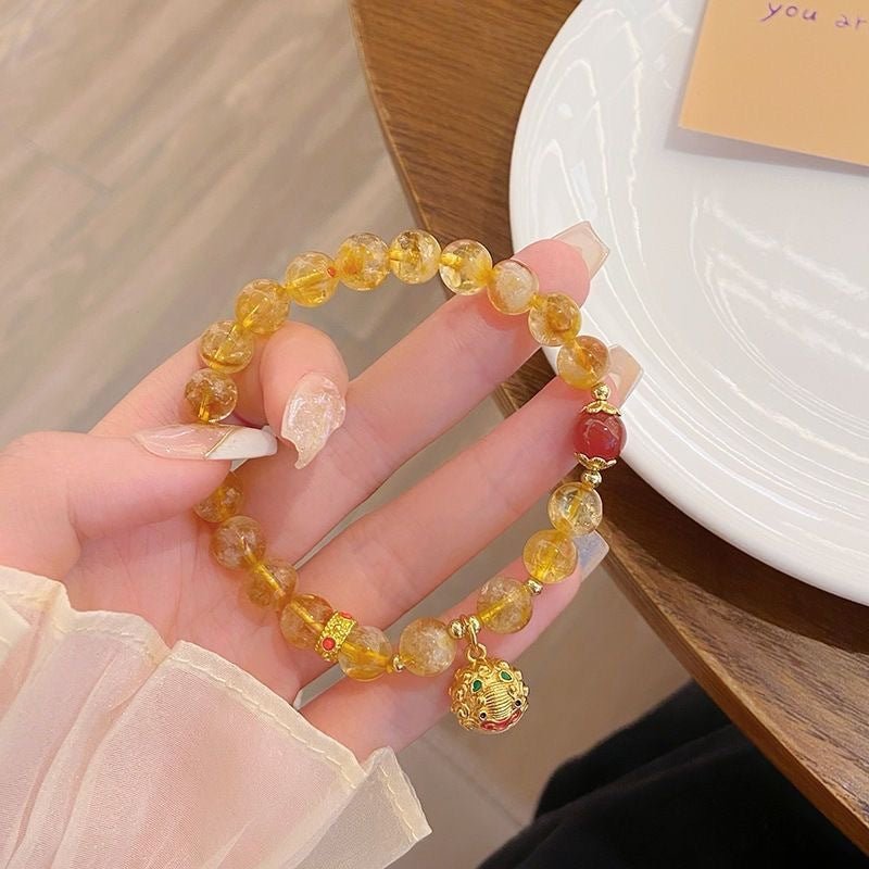 New Style Yellow Crystal Bracelet for Women, High - End Yellow Crystal Pixiu Bracelet for Women, Only Inward Flow, Wealth - Attracting Bracelet for Women - CN Heal Vibe