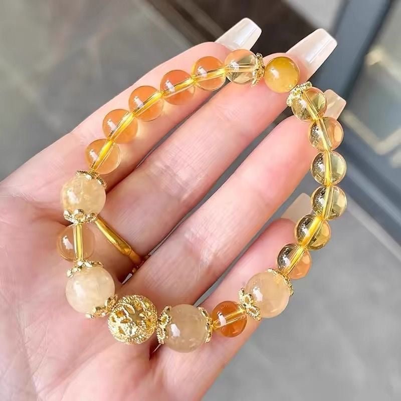 New Style Yellow Crystal Bracelet for Women, High - End Yellow Crystal Pixiu Bracelet for Women, Only Inward Flow, Wealth - Attracting Bracelet for Women - CN Heal Vibe