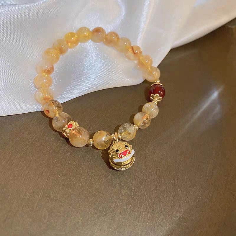 New Style Yellow Crystal Bracelet for Women, High - End Yellow Crystal Pixiu Bracelet for Women, Only Inward Flow, Wealth - Attracting Bracelet for Women - CN Heal Vibe