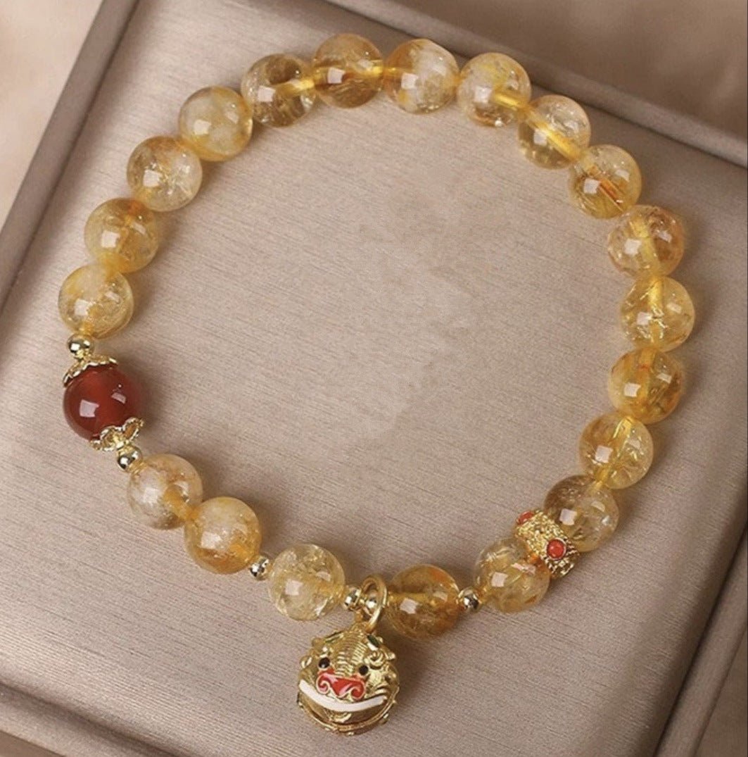 New Style Yellow Crystal Bracelet for Women, High - End Yellow Crystal Pixiu Bracelet for Women, Only Inward Flow, Wealth - Attracting Bracelet for Women - CN Heal Vibe
