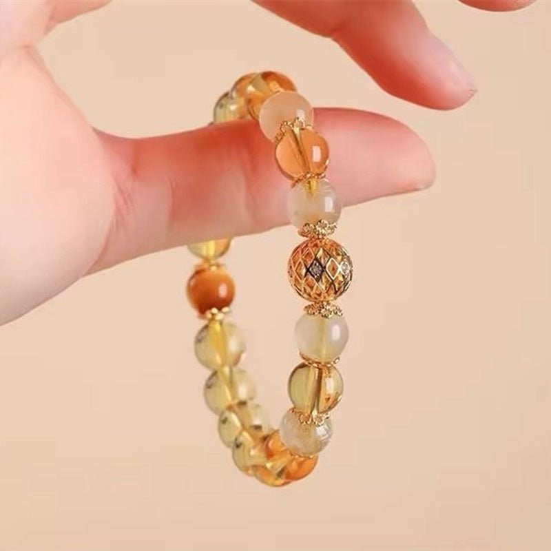 New Style Yellow Crystal Bracelet for Women, High - End Yellow Crystal Pixiu Bracelet for Women, Only Inward Flow, Wealth - Attracting Bracelet for Women - CN Heal Vibe
