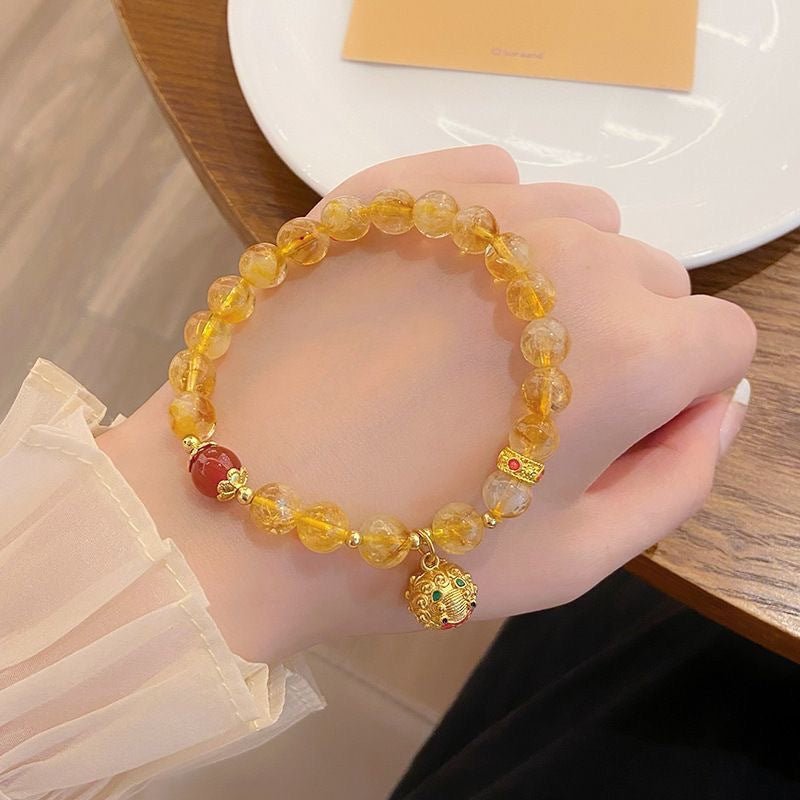 New Style Yellow Crystal Bracelet for Women, High - End Yellow Crystal Pixiu Bracelet for Women, Only Inward Flow, Wealth - Attracting Bracelet for Women - CN Heal Vibe