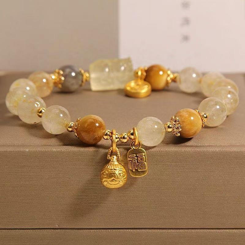 New Style Yellow Crystal Bracelet for Women, High - End Yellow Crystal Pixiu Bracelet for Women, Only Inward Flow, Wealth - Attracting Bracelet for Women - CN Heal Vibe