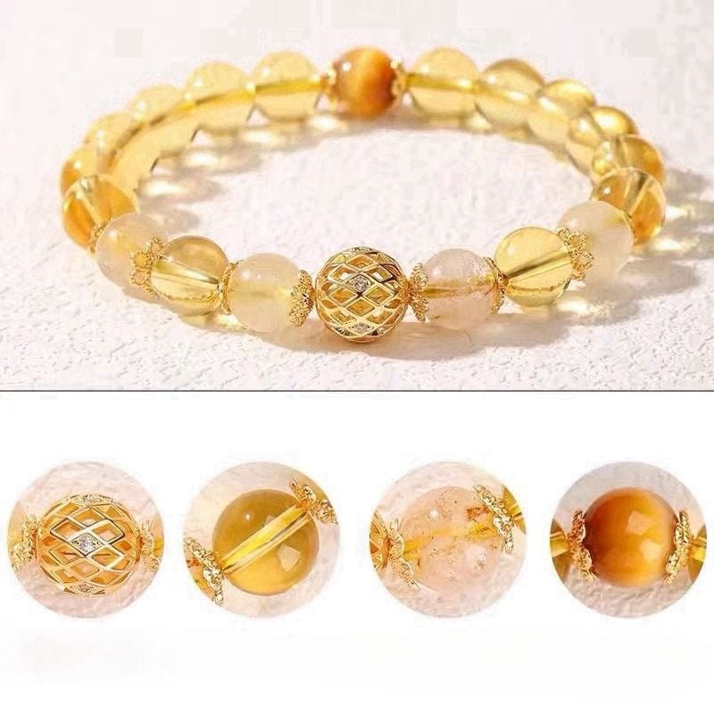 New Style Yellow Crystal Bracelet for Women, High - End Yellow Crystal Pixiu Bracelet for Women, Only Inward Flow, Wealth - Attracting Bracelet for Women - CN Heal Vibe