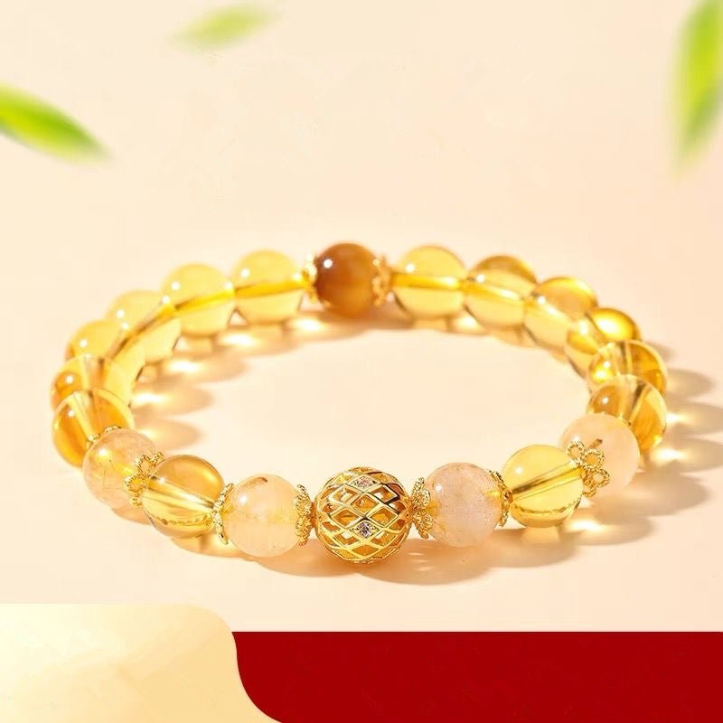New Style Yellow Crystal Bracelet for Women, High - End Yellow Crystal Pixiu Bracelet for Women, Only Inward Flow, Wealth - Attracting Bracelet for Women - CN Heal Vibe