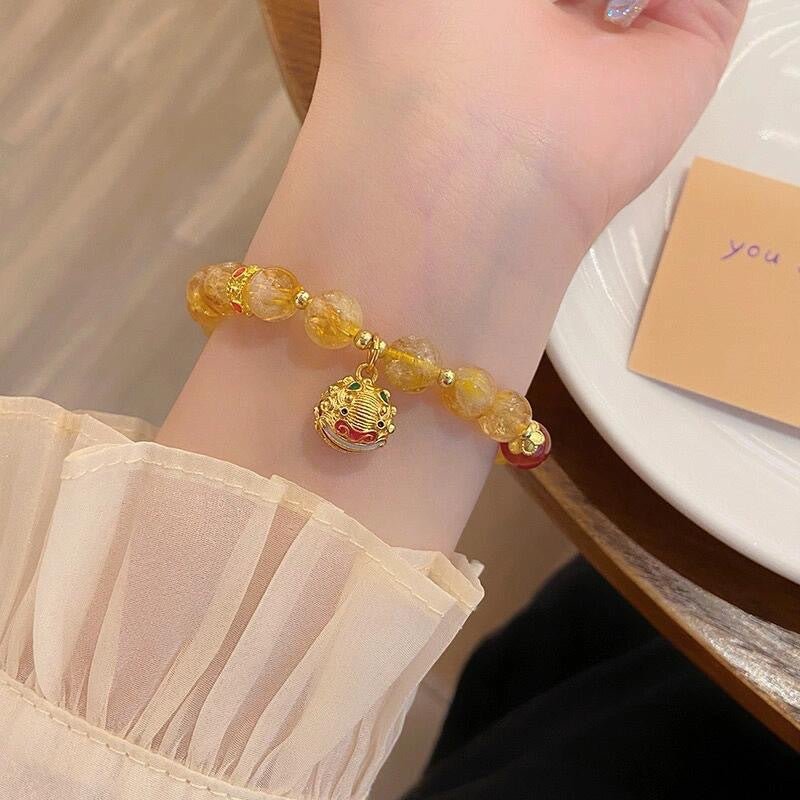 New Style Yellow Crystal Bracelet for Women, High - End Yellow Crystal Pixiu Bracelet for Women, Only Inward Flow, Wealth - Attracting Bracelet for Women - CN Heal Vibe