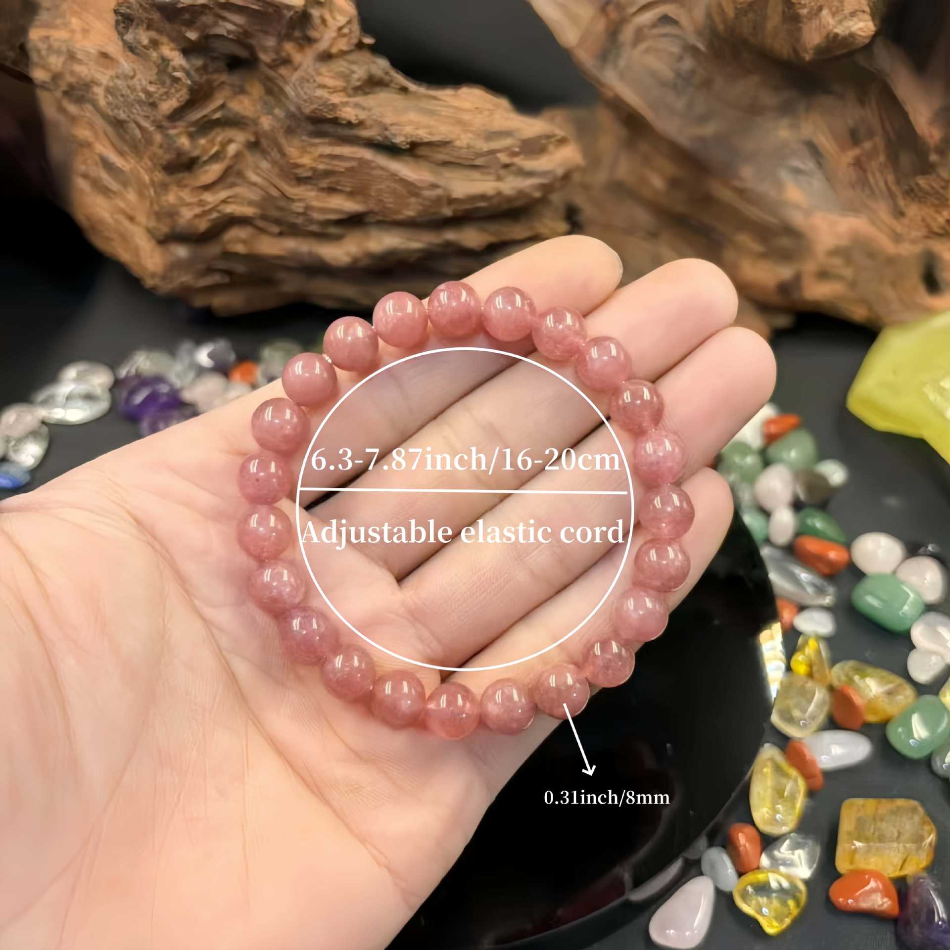 Strawberry Crystal Elastic Cord Bracelet - CN Heal Vibe