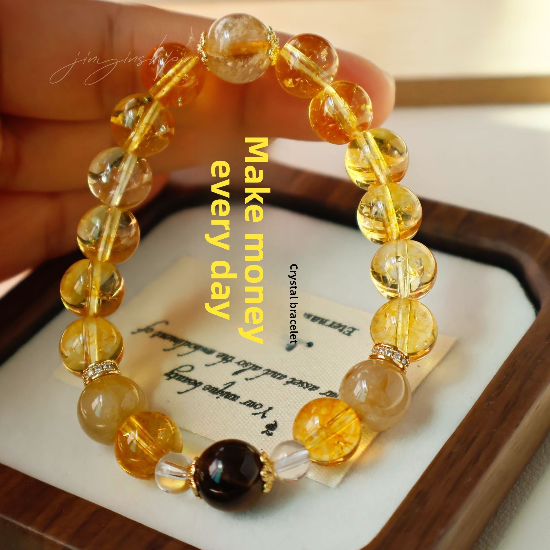 Yellow Crystal Bracelet for Women New Chinese Style Lucky Fortune - CN Heal Vibe