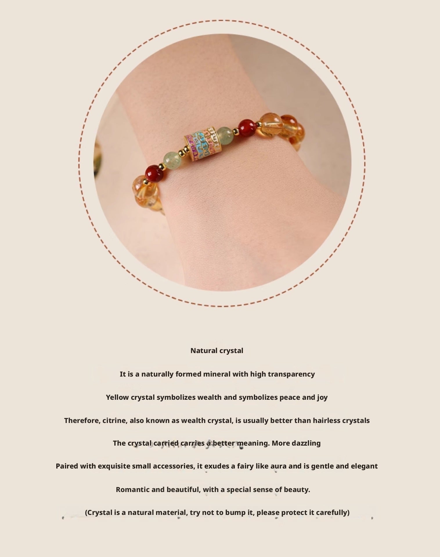 Yellow Crystal Bracelet for Women New Chinese Style Lucky Fortune - CN Heal Vibe