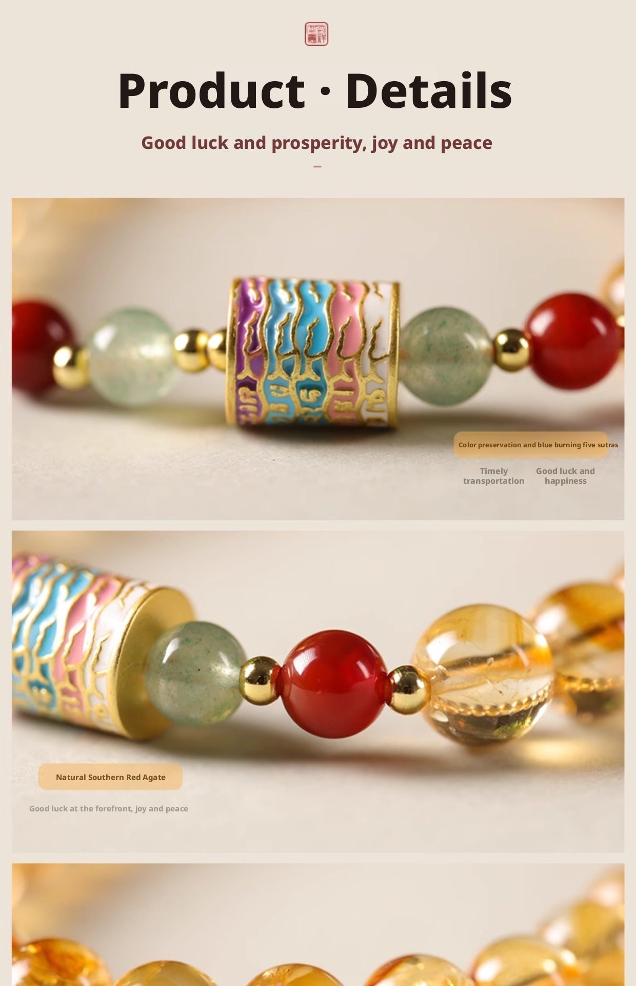 Yellow Crystal Bracelet for Women New Chinese Style Lucky Fortune - CN Heal Vibe