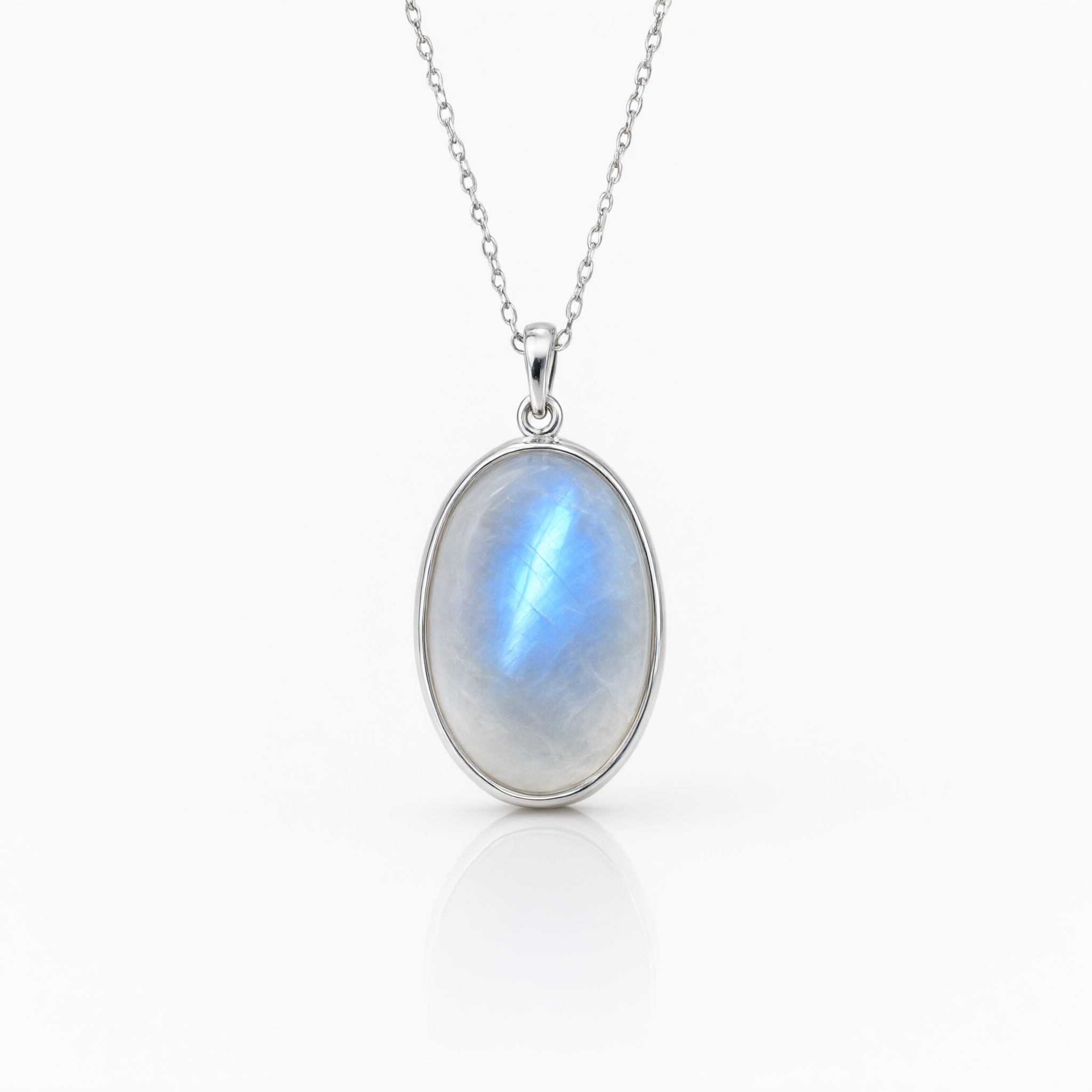 Rainbow Moonstone Pendant — S925 Silver