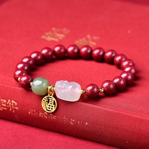 Taoist Cinnabar Auspicious Charm Bracelet - Divine Protection & Fortune