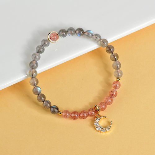 Moonstone & Rose Quartz Feng Shui Crystal Bracelet - Attract Love, Balance Energy & Enhance Luck